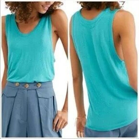 We The Free Take The Plunge Turquoise Tank Top - Picture 1 of 7